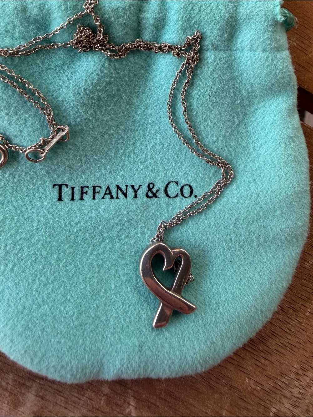 Tiffany & Co. Silver Heart Ribbon Pendant Necklace - Silver - Picture 2 of 4
